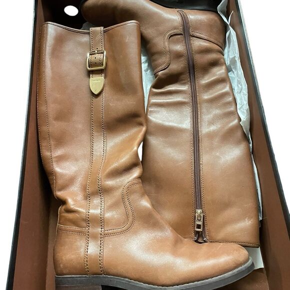 Coach Brown Leather Boots size 5.5 excellent like new Easton semi matte calf - Picture 1 of 5